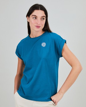 Asis Percales Daisy Scoop Tee Blue from Brava Fabrics