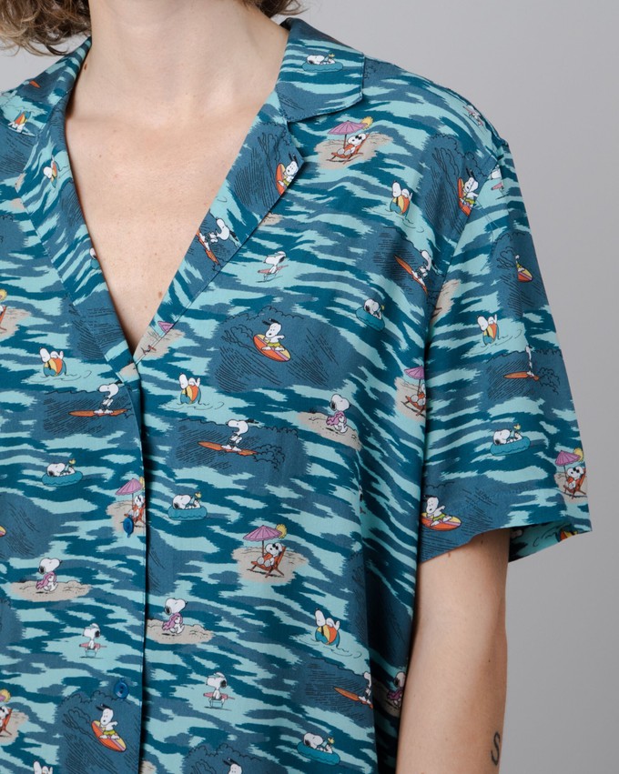 Peanuts Coast Aloha Blouse Blue from Brava Fabrics