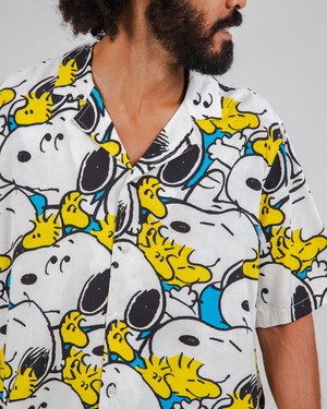 Peanuts Freehugs Aloha Shirt White from Brava Fabrics