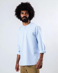 Seersucker Henley Shirt Blue via Brava Fabrics