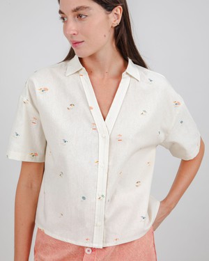 Beach Please Cropped Blouse Ecru from Brava Fabrics