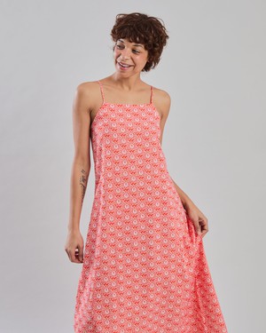 Asis Percales Daisy Strappy Straight Dress Red from Brava Fabrics