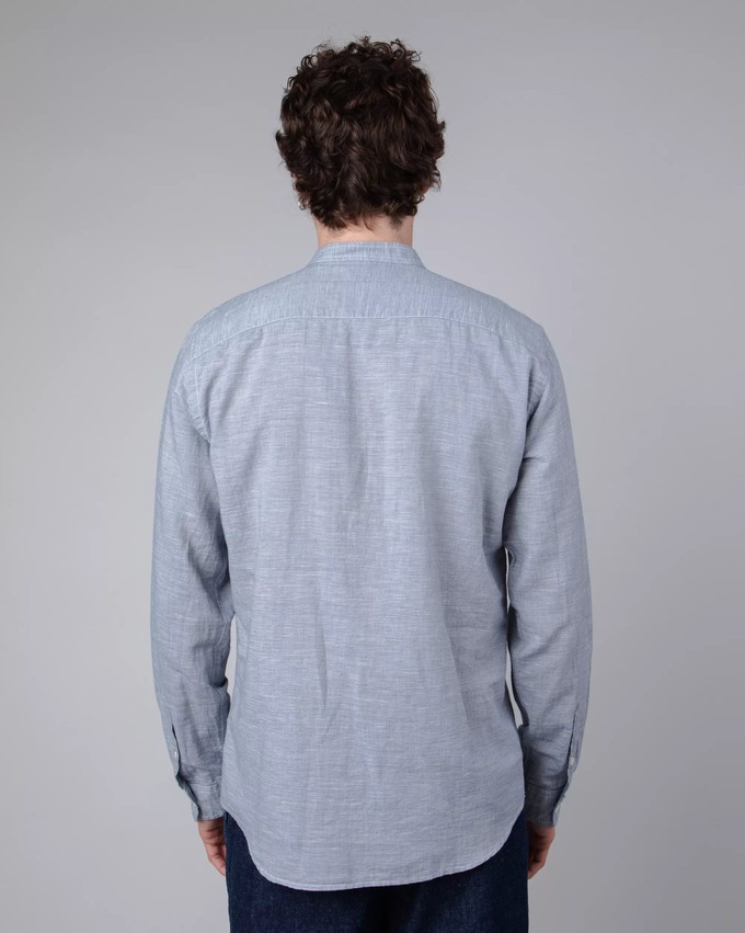 Pinstripe Mao Shirt Navy from Brava Fabrics