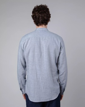 Pinstripe Mao Shirt Navy from Brava Fabrics