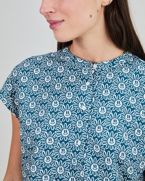 Asis Percales Daisy Sleeveless Blouse Blue from Brava Fabrics