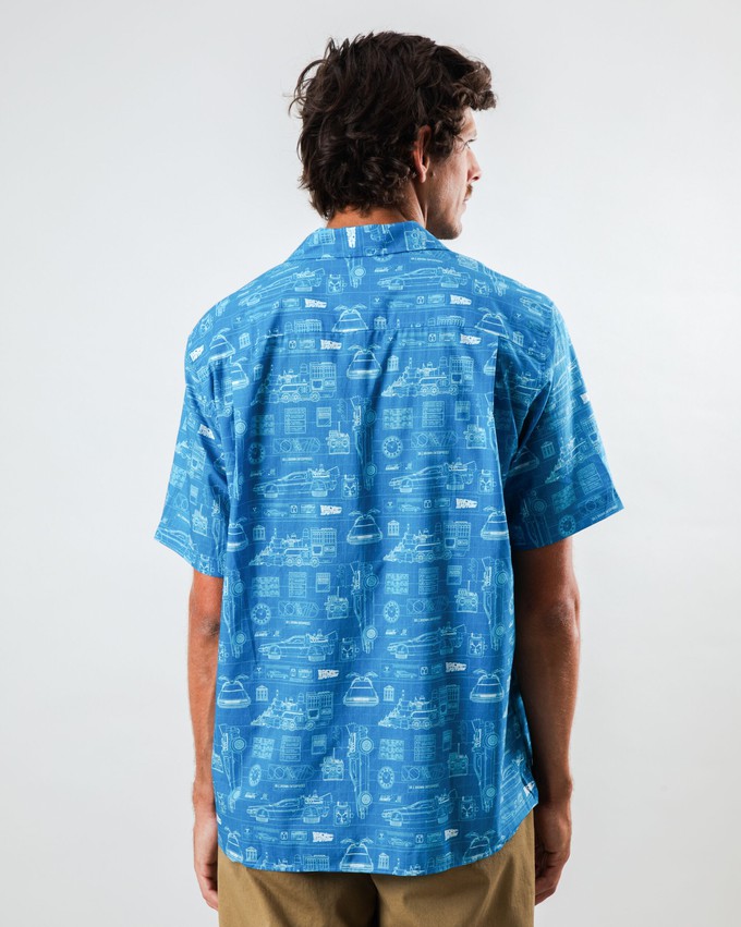 BTTF Blueprint Aloha Shirt Blue from Brava Fabrics