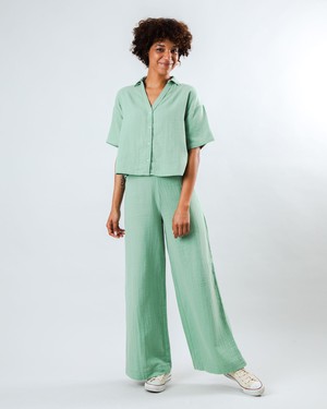 Bubble Cropped Blouse Light Green from Brava Fabrics