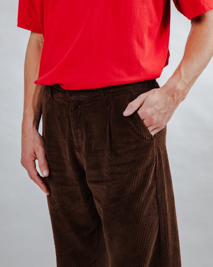 Corduroy Pleated Chino Pants Chocolate from Brava Fabrics