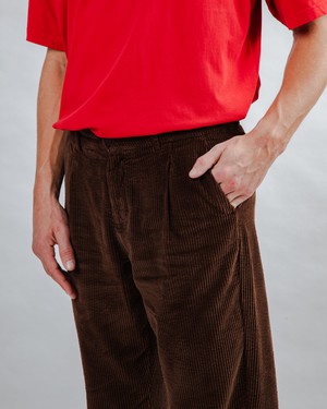Corduroy Pleated Chino Pants Chocolate from Brava Fabrics