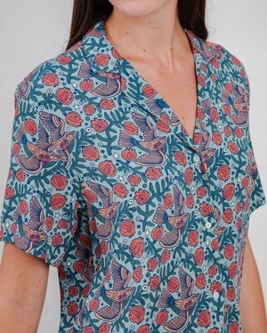 Asis Percales Passerine Aloha Blouse Mist from Brava Fabrics