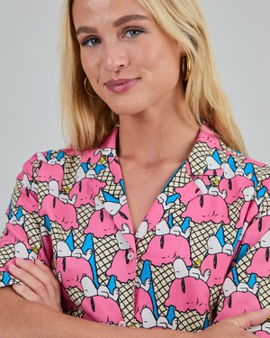 Peanuts Gelato Aloha Blouse Blue from Brava Fabrics