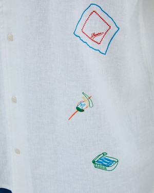 Chiringuito Embroidery Aloha Shirt White from Brava Fabrics