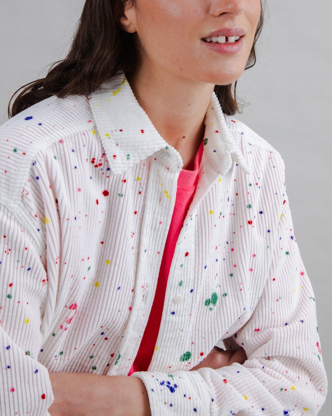 Splash Paint Corduroy Long Overshirt from Brava Fabrics