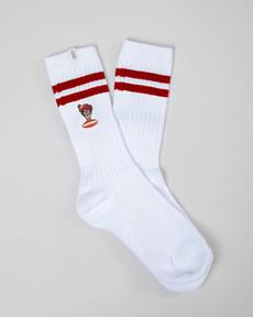 Where's Wally Ribbed Socks White via Brava Fabrics