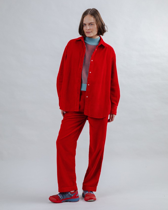 Corduroy Pleated Pants Red from Brava Fabrics