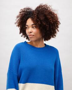 Bicolor Cotton Sweater Blue via Brava Fabrics