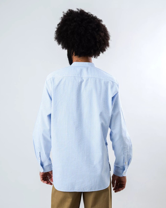 Seersucker Henley Shirt Blue from Brava Fabrics