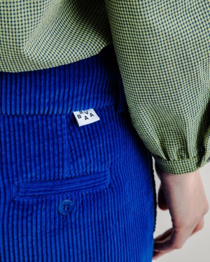 Corduroy Pleated Pants Klein Blue from Brava Fabrics