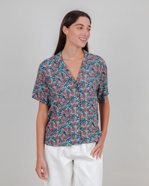 Asis Percales Passerine Aloha Blouse Mist from Brava Fabrics
