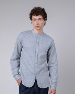 Pinstripe Mao Shirt Navy from Brava Fabrics