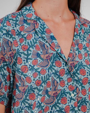 Asis Percales Passerine Aloha Blouse Mist from Brava Fabrics