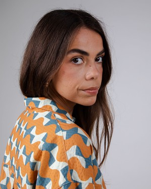 Big Tiles Cropped Blouse Ochre from Brava Fabrics