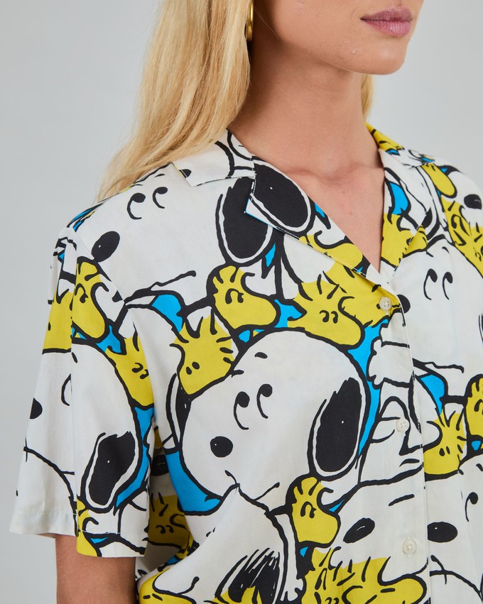 Peanuts Freehugs Aloha Blouse Blue from Brava Fabrics