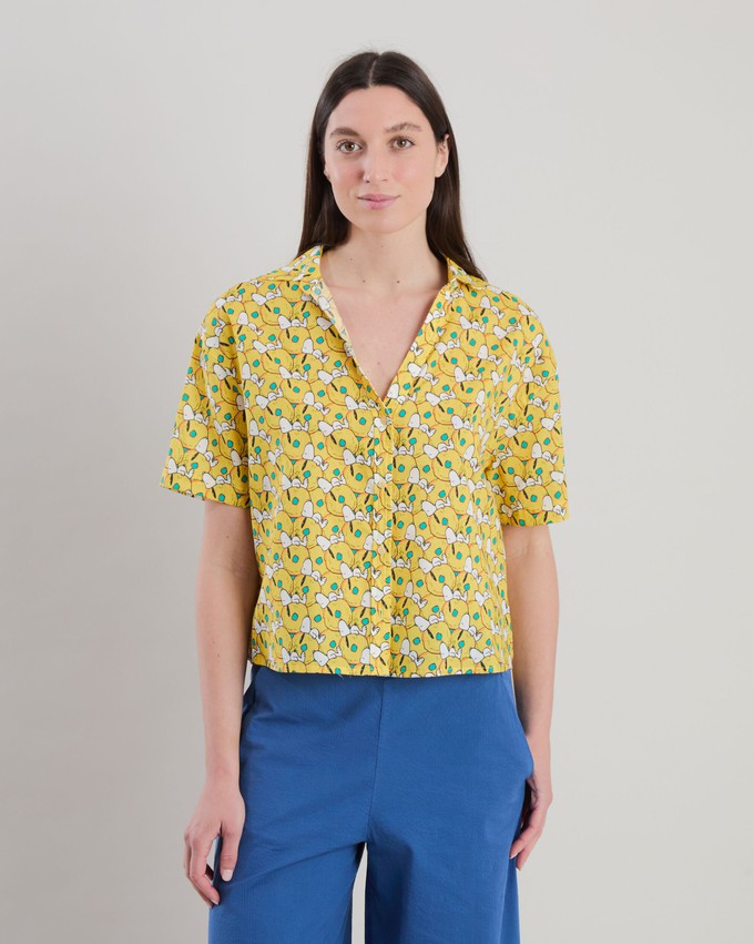 Peanuts Donuts Oversize Cropped Blouse Yellow from Brava Fabrics