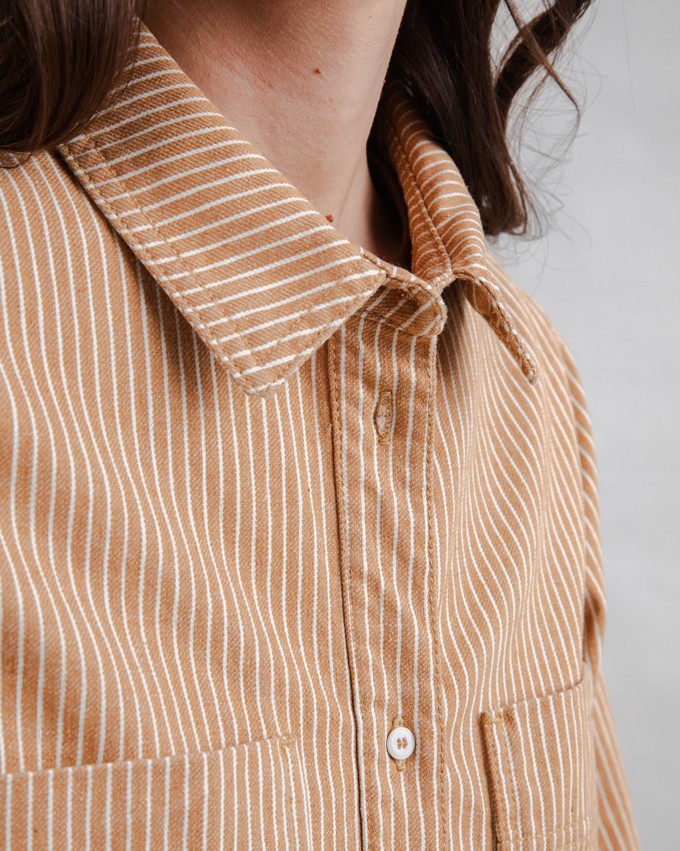 Striped Boxy Shirt Camel from Brava Fabrics