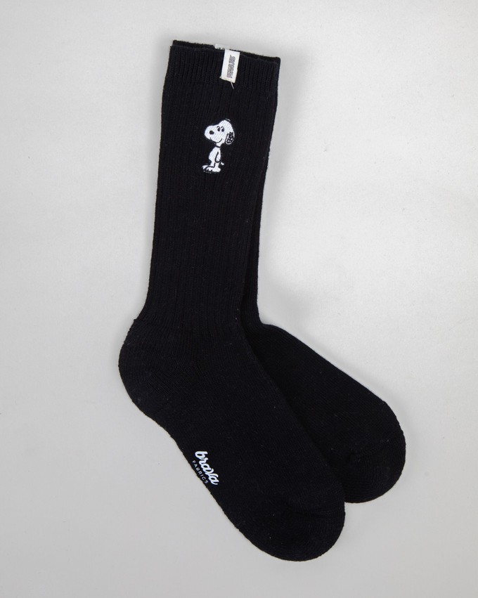 Peanuts Snoopy Ribbed Socks Black from Brava Fabrics