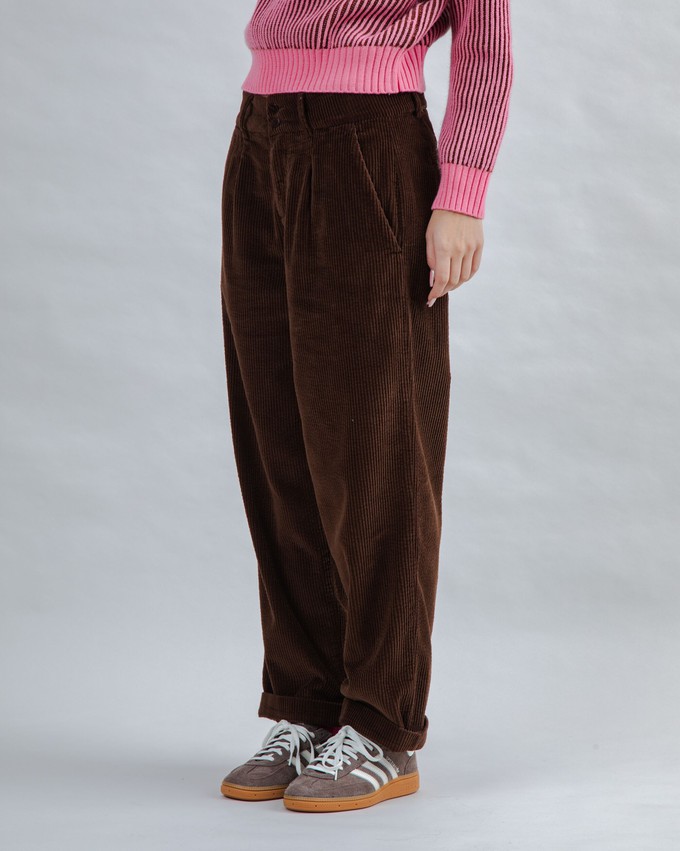Corduroy Pleated Pants Chocolate from Brava Fabrics