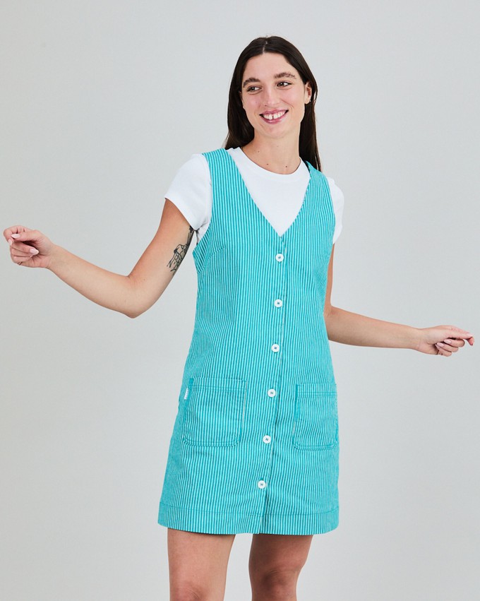 Denim Stripes Short Dress Green from Brava Fabrics