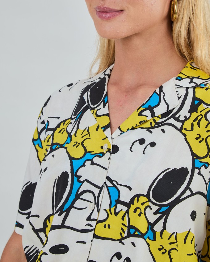 Peanuts Freehugs Aloha Blouse Blue from Brava Fabrics