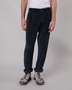 Corduroy Pleated Pants Navy from Brava Fabrics