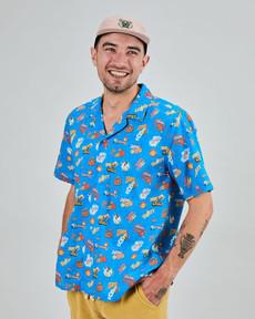 Summer Ice Cream Aloha Shirt Blue via Brava Fabrics