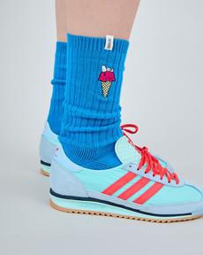 Peanuts Gelato Socks Blue via Brava Fabrics