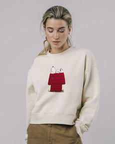 Peanuts Snoopy Rounded Cotton Sweatshirt Ecru via Brava Fabrics