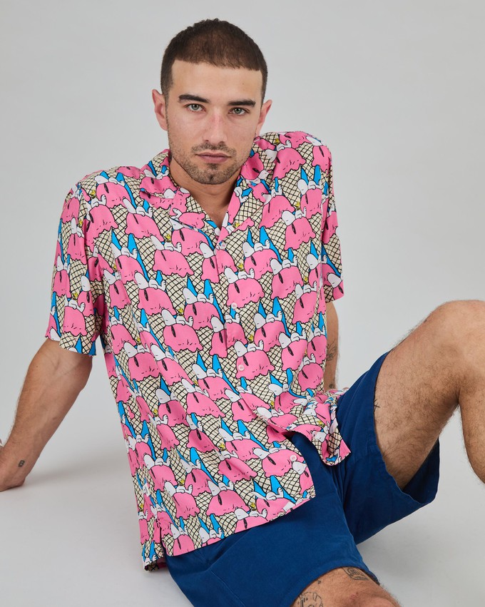 Peanuts Gelato Aloha Shirt Pink from Brava Fabrics