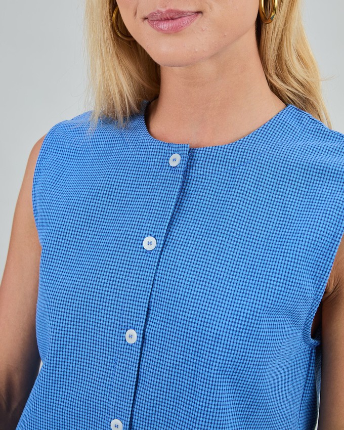 Checks Button Up Blouse Blue from Brava Fabrics