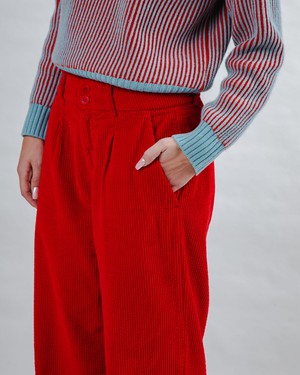 Corduroy Pleated Pants Red from Brava Fabrics