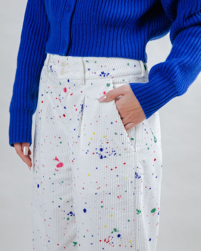 Splash Paint Corduroy Pleated Pants from Brava Fabrics