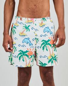 Tropical Pixel Swimwear Ecru via Brava Fabrics