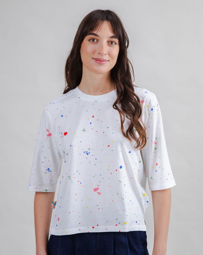 Splash Paint Squared Tee White from Brava Fabrics