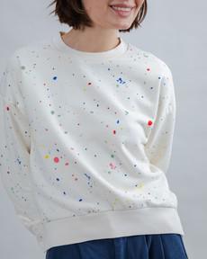 Splash Paint Rounded Sweatshirt Ecru via Brava Fabrics