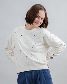Splash Paint Rounded Sweatshirt Ecru via Brava Fabrics