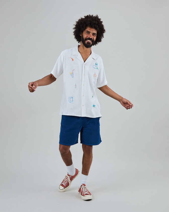 Chiringuito Embroidery Aloha Shirt White from Brava Fabrics