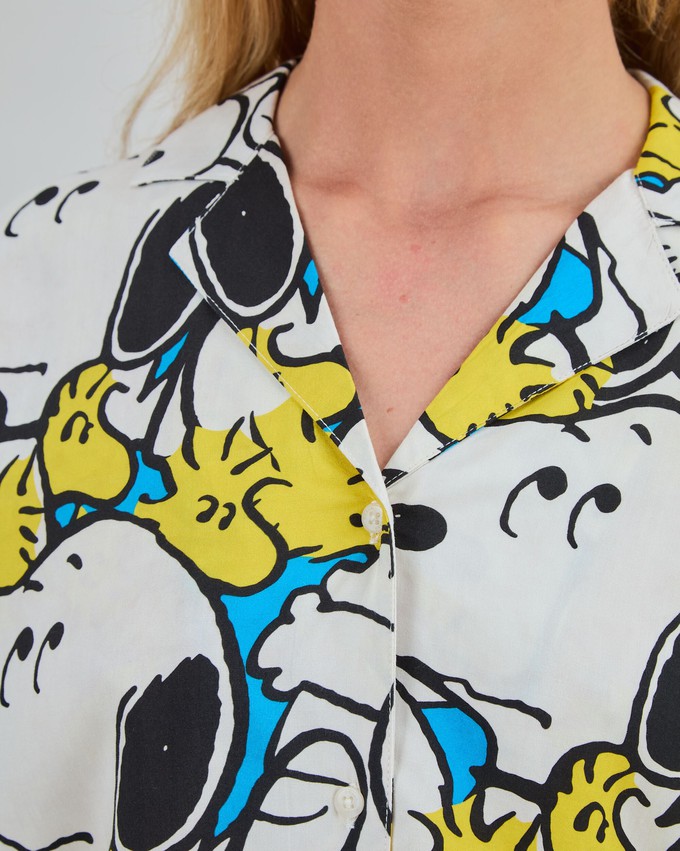 Peanuts Freehugs Aloha Blouse Blue from Brava Fabrics
