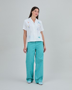 Chiringuito embroidery Aloha Blouse White from Brava Fabrics