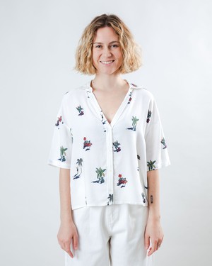 Helios Sun Cropped Blouse Ecru from Brava Fabrics