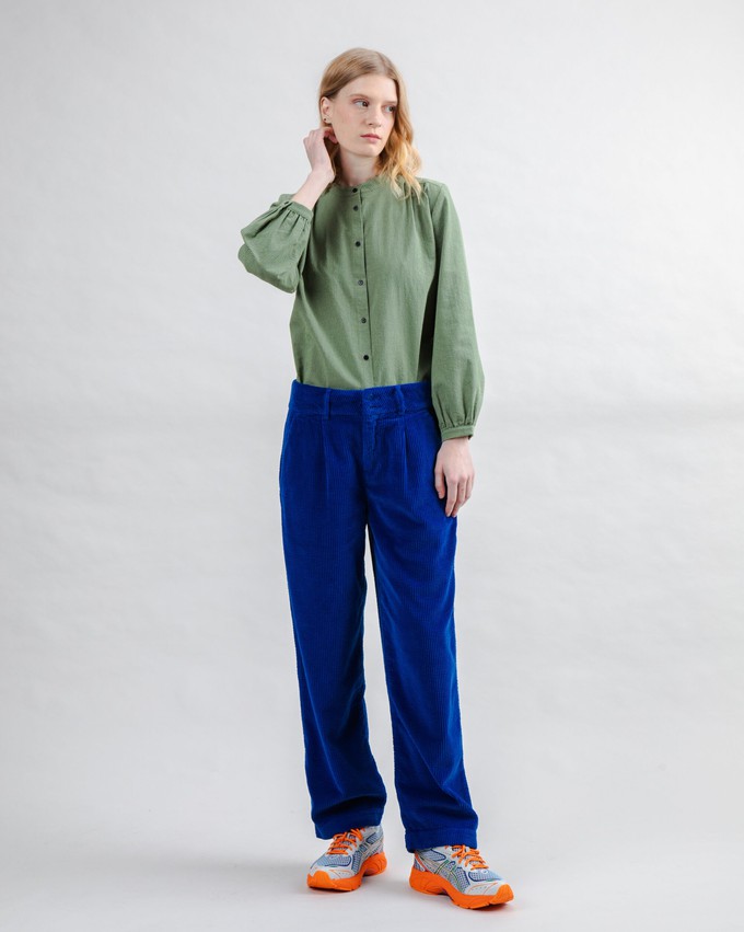 Corduroy Pleated Pants Klein Blue from Brava Fabrics